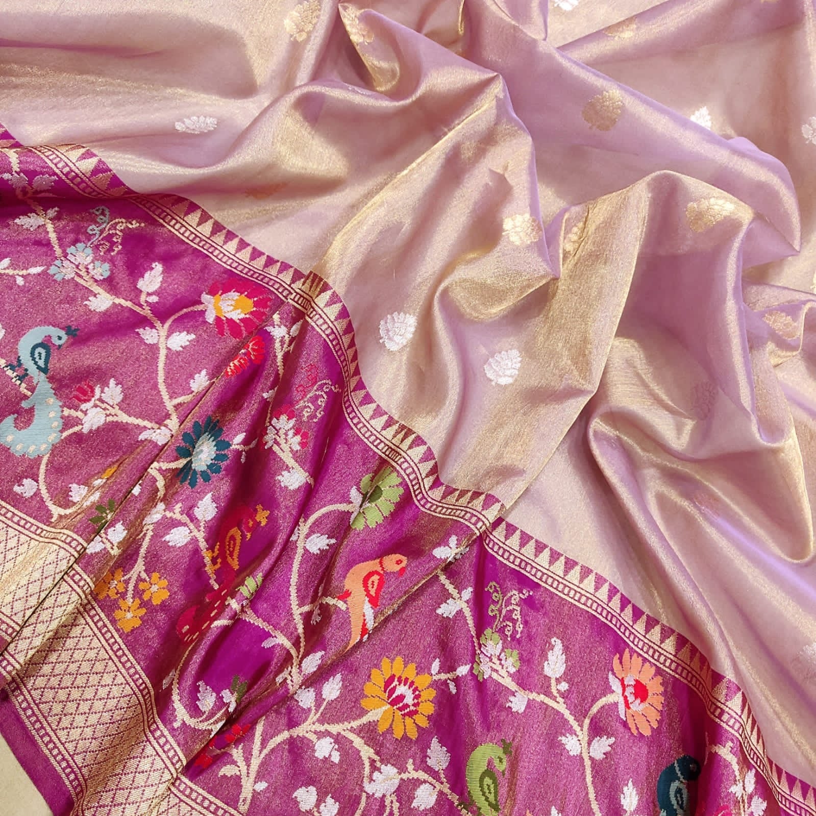 Lavita tissue handwoven zari saree - Saffronfashionindia