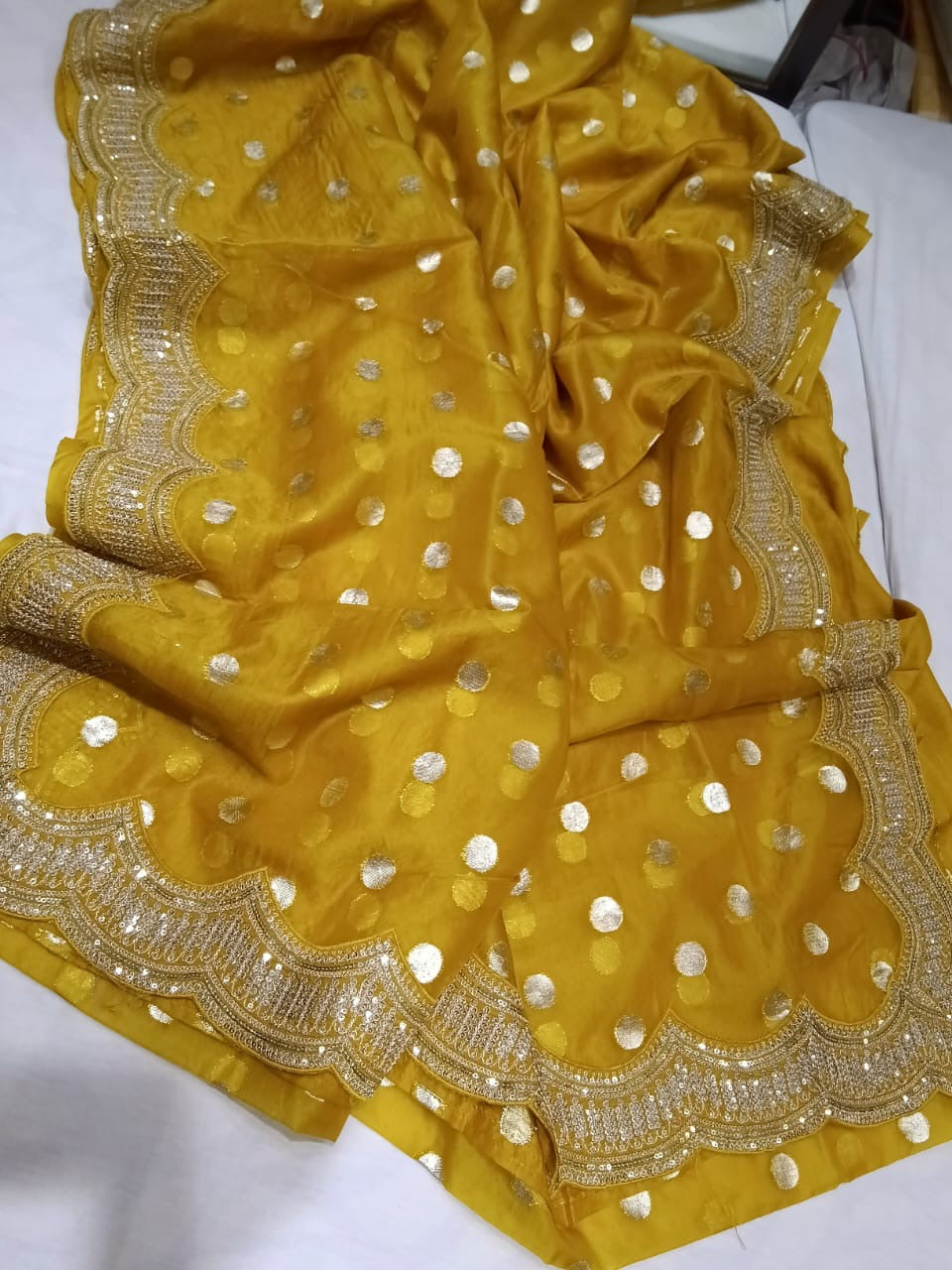 Savista organza saree scalloped saree blouse - Saffronfashionindia