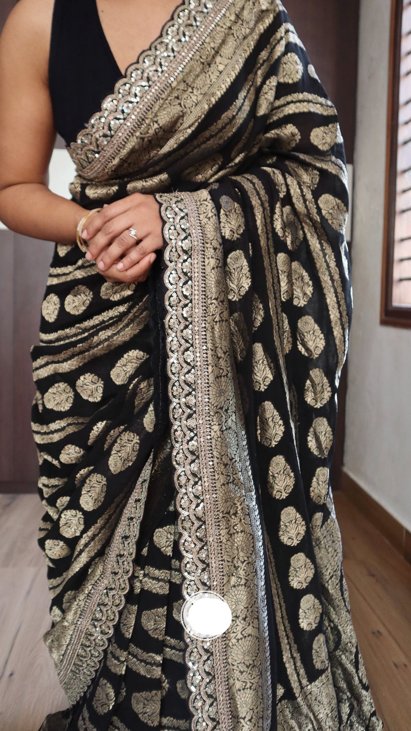 Khaddi saree Gorgette saree Indian saree blouse - Saffronfashionindia