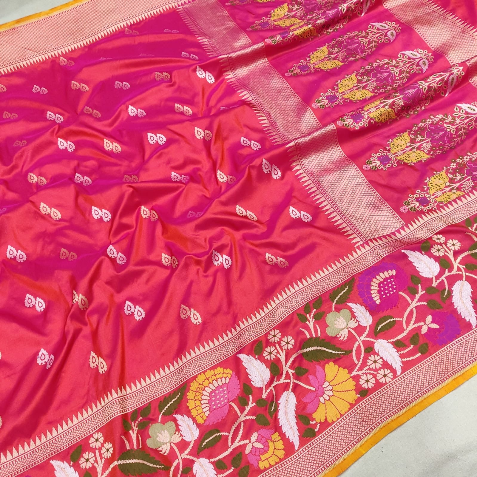 Gulabo katan silk saree handwoven sarees - Saffronfashionindia