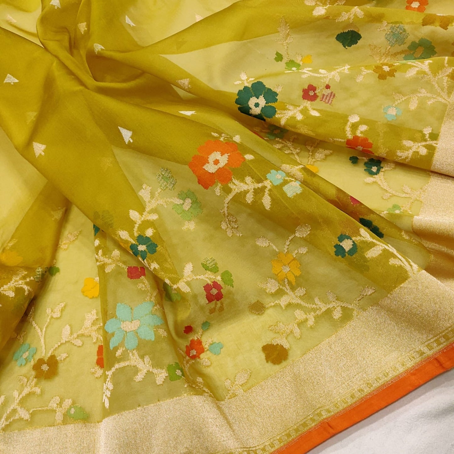 Yellow Kora saree ektara saree Jamdani sarees blouse SaffronFashion