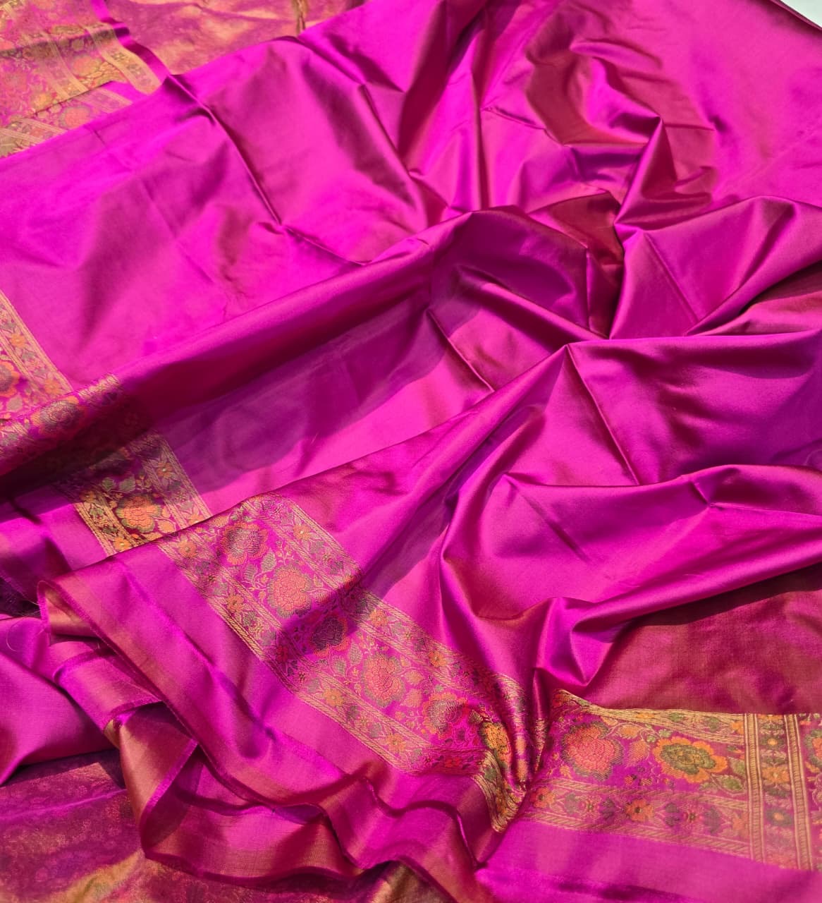 Zamevaar saree pink saree Katan handwoven silk saree blouse SaffronFashion