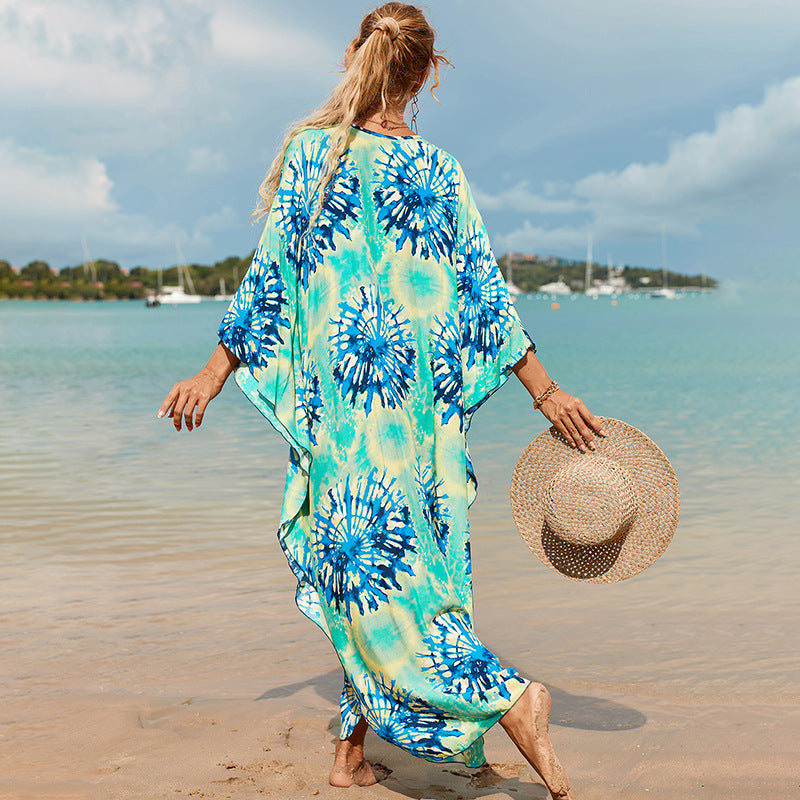 European And American Women's Seaside Vacation Robe Beach Dress Long Skirt - Saffronfashionindia