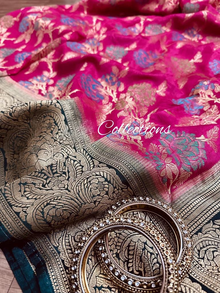 Pink beautiful munga silk saree - Saffronfashionindia