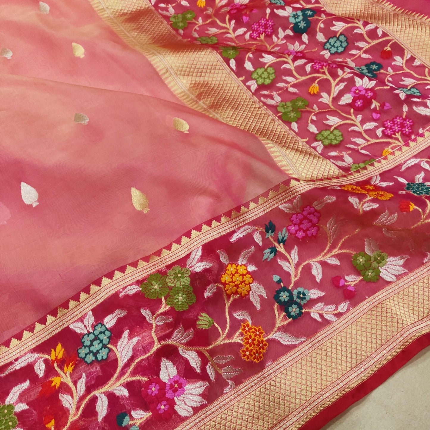 Avshika sarees Kora saree handwoven sari blouse SaffronFashion