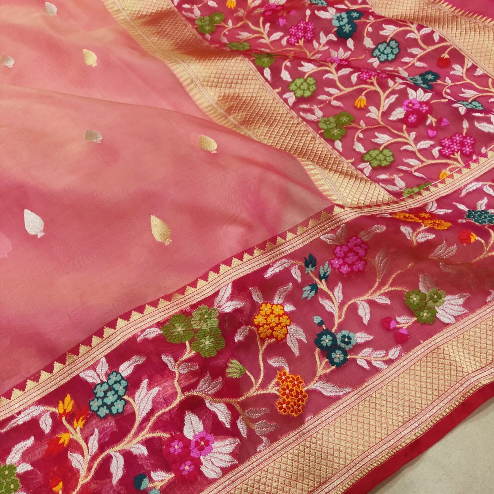 Avshika sarees Kora saree handwoven sari blouse SaffronFashion