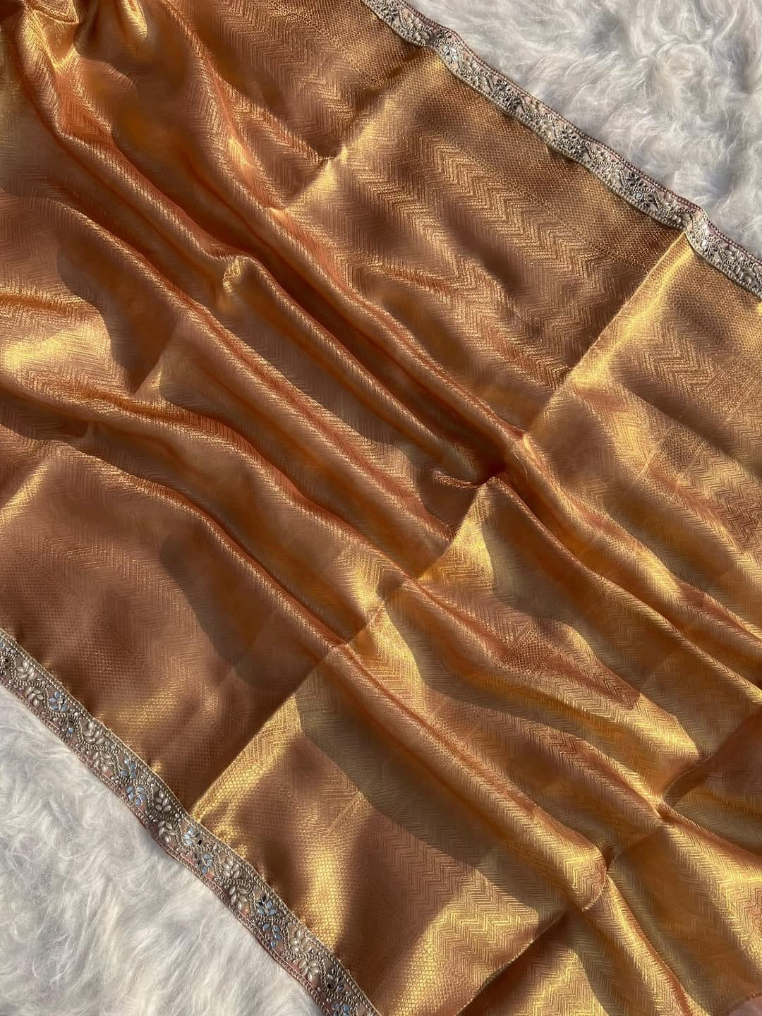 Vahija Banarsi saree soft silk saree partywear sari blouse SaffronFashion