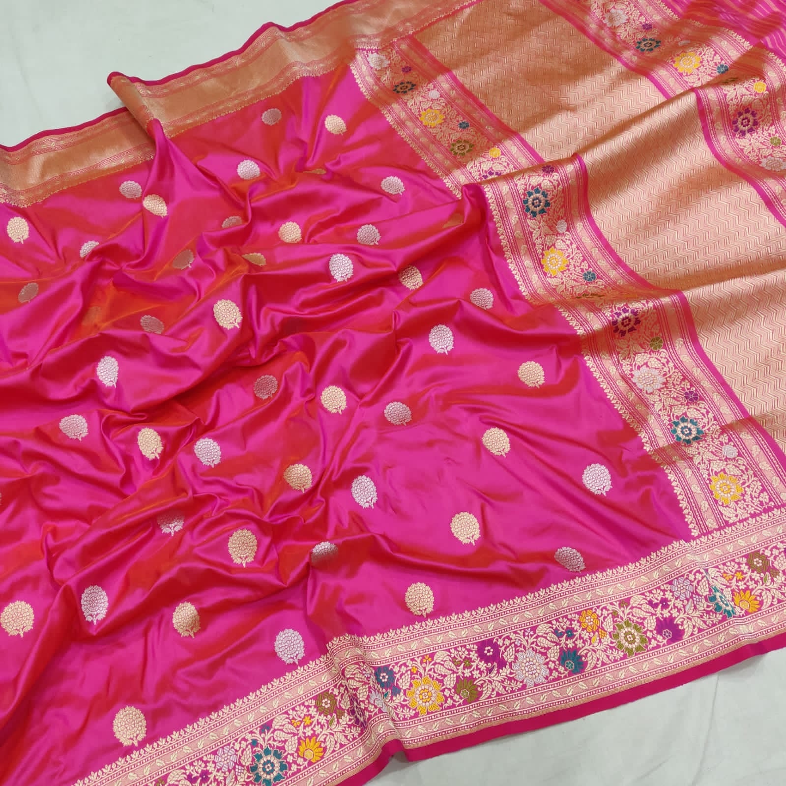 Pink Katan silk handwoven sarees - Saffronfashionindia