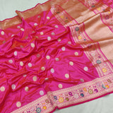 Pink Katan silk handwoven sarees