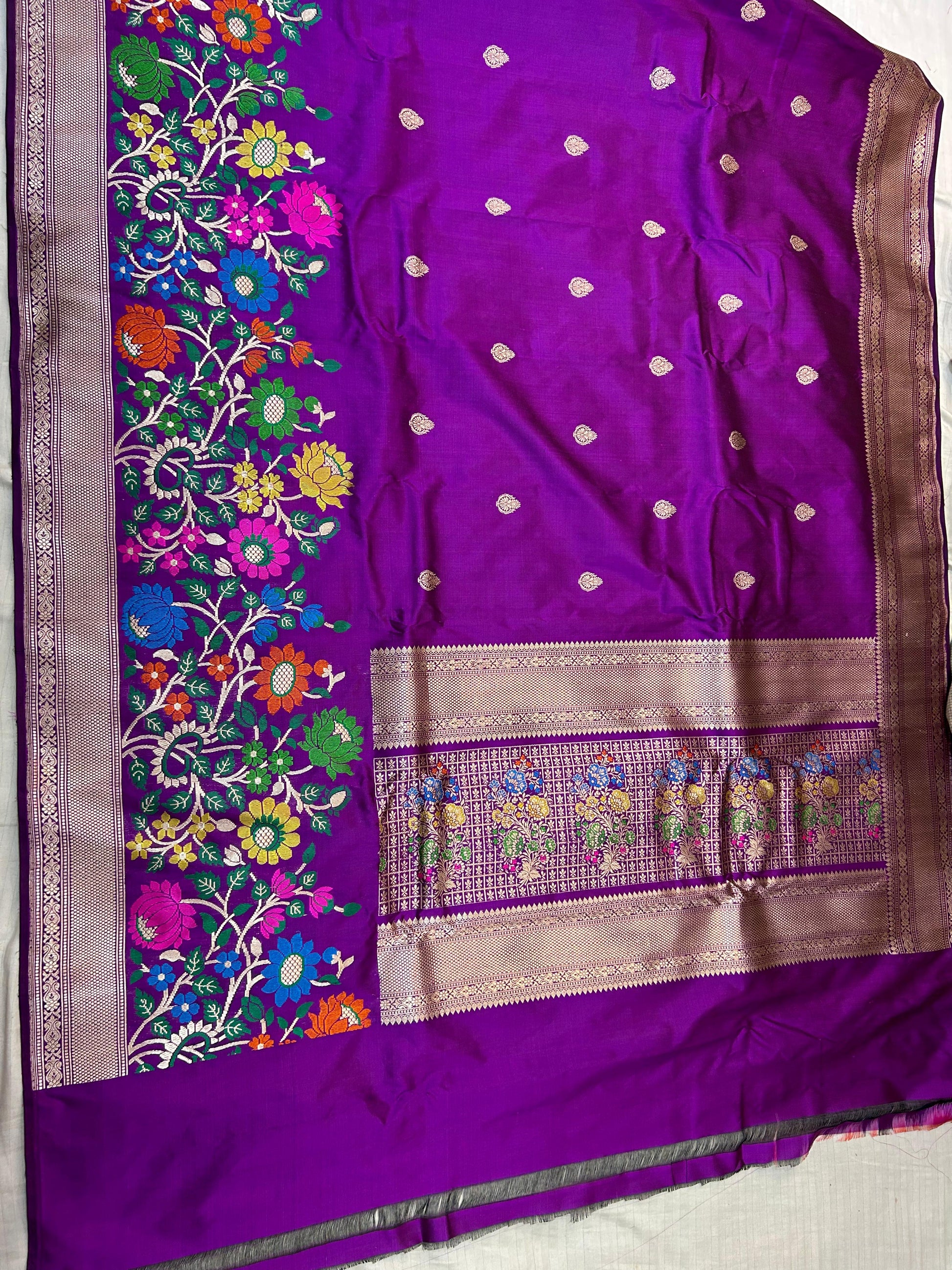 Purple silk saree katan silk saree Indian sari blouse SaffronFashion