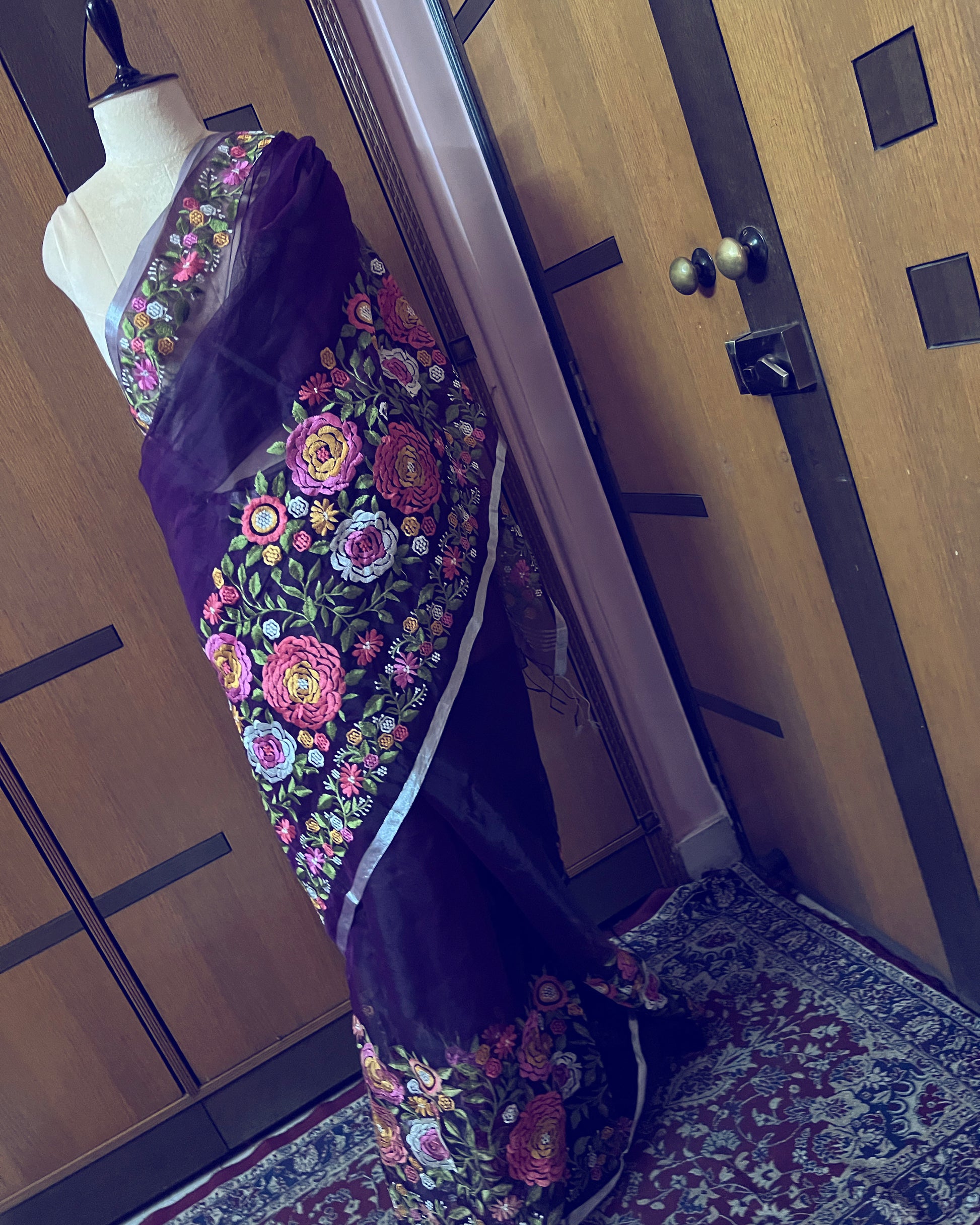 Tulip embroidery organza sweet saree - Saffronfashionindia