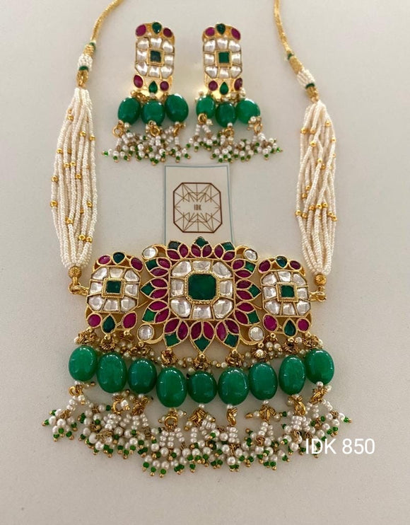 Rameesha handmade pearl Kundan necklace set