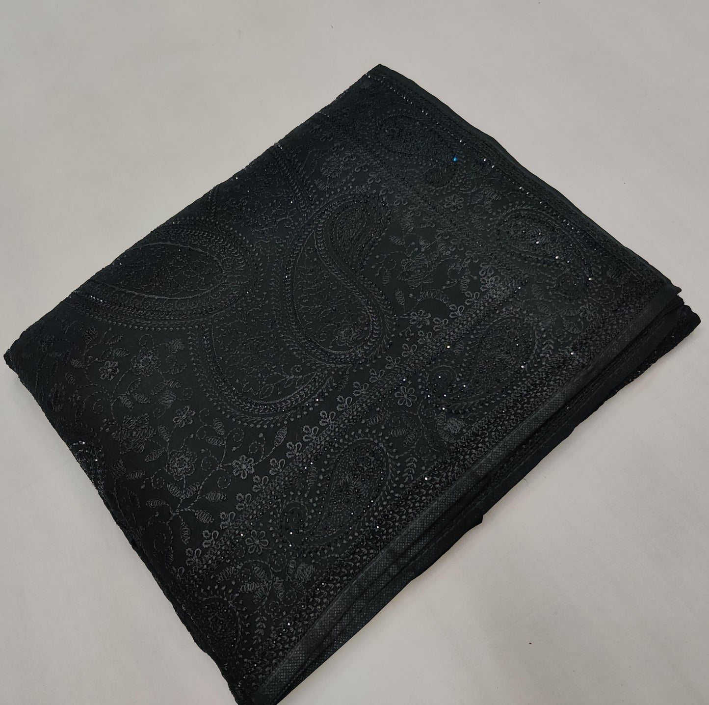 Paisley inspired Chikankari saree gorgette saree blouse - Saffronfashionindia