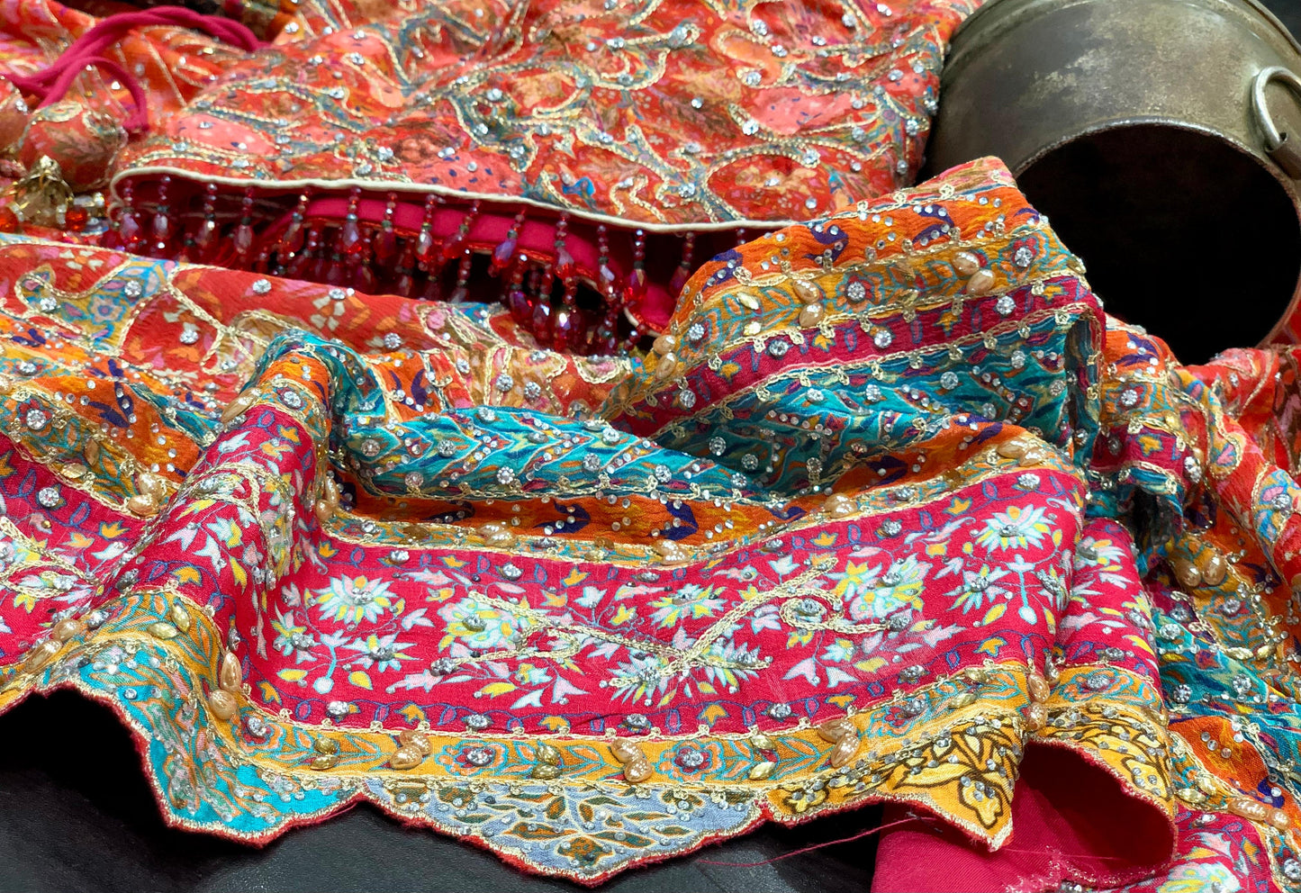 Chinon sarees handmade saree Ajrakh sari blouse Indian wedding sarees SaffronFashion