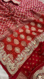 Gottapatti red Banarsi saree Gorgette sarees