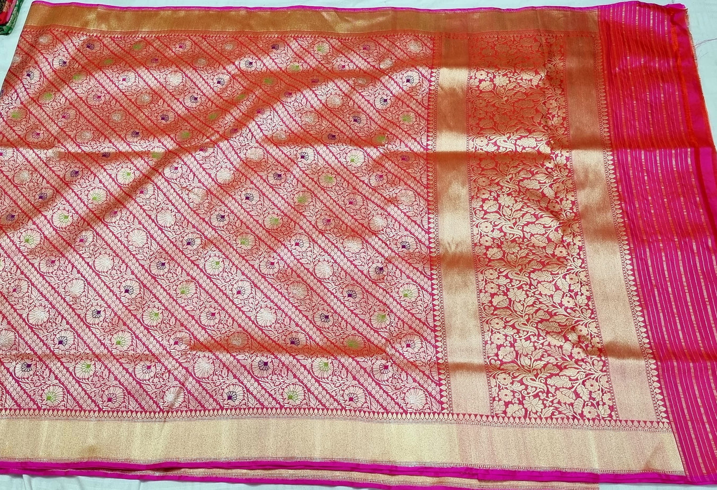 Hina katan kadwa handwoven saree - Saffronfashionindia