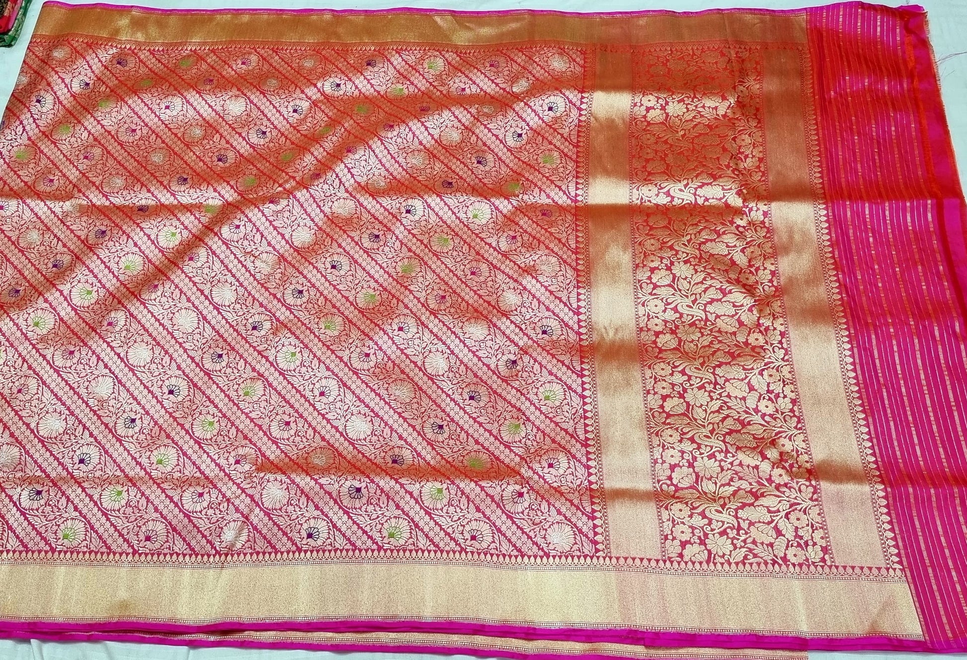 Hina katan kadwa handwoven saree - Saffronfashionindia