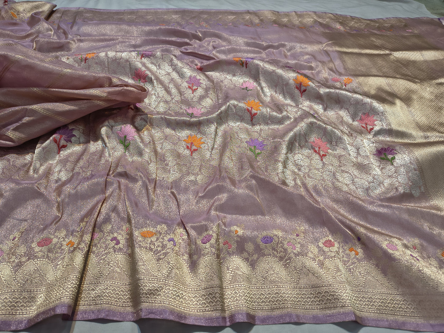 Banarsi kadwa tissue silk saree tilfi meenakari sarees - Saffronfashionindia