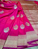 Pink contemporary saree banatei saree pashmina kadwa sari blouse SaffronFashion