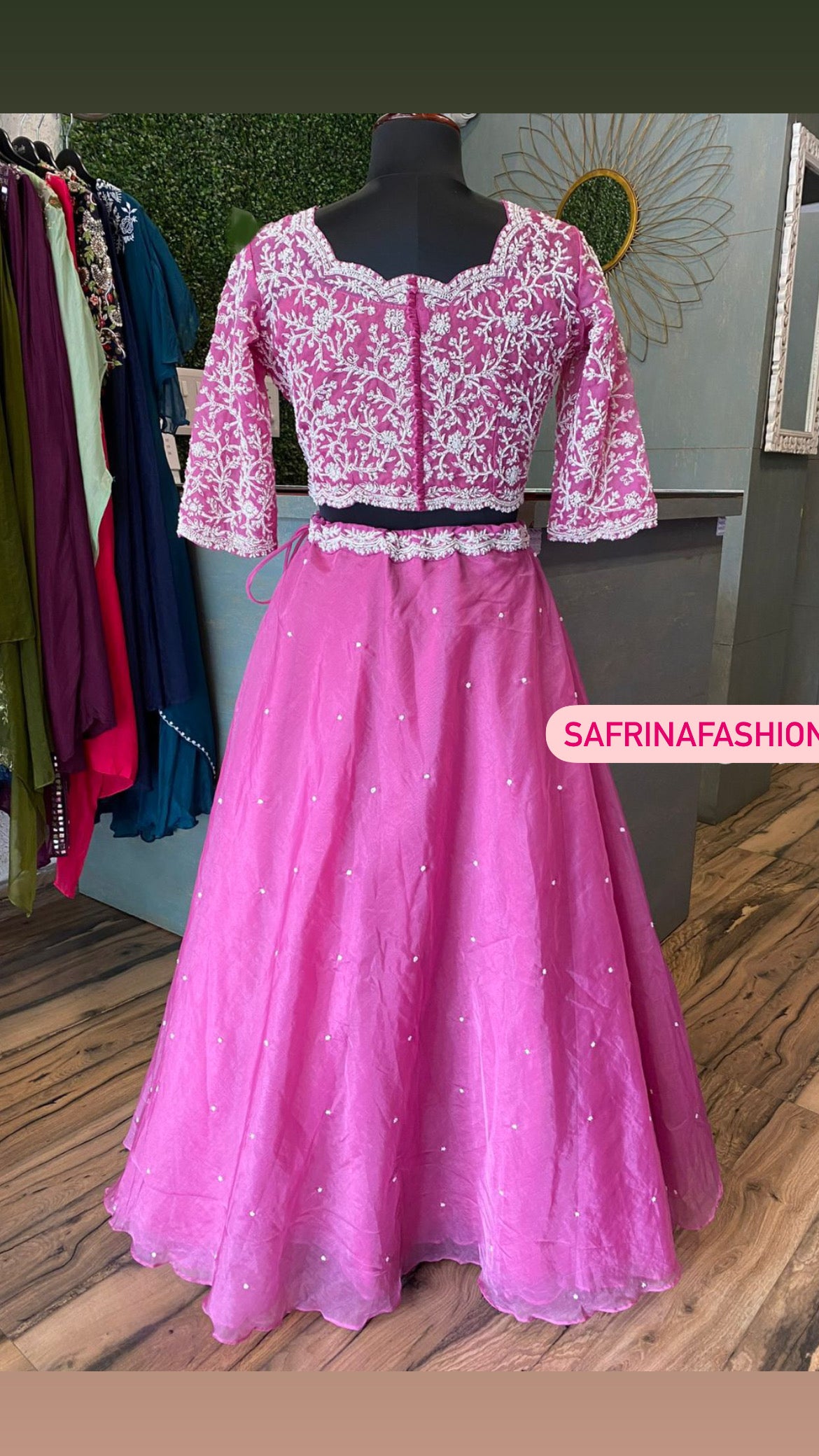 Pink indowestern partywear dress - Saffronfashionindia