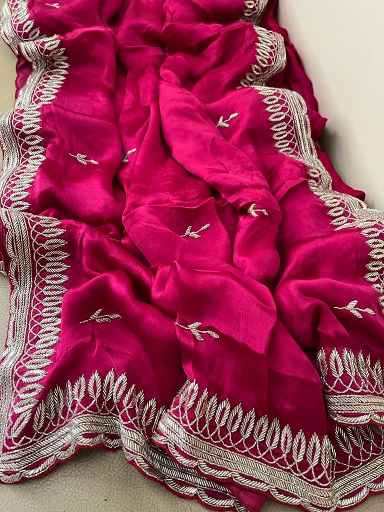 Satin partywear saree reception sarees - Saffronfashionindia