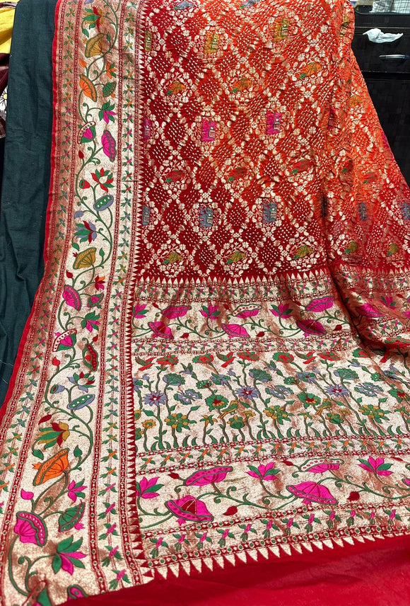 Bandhani saree Bandhej saree Indian traditional sari blouse SaffronFashion