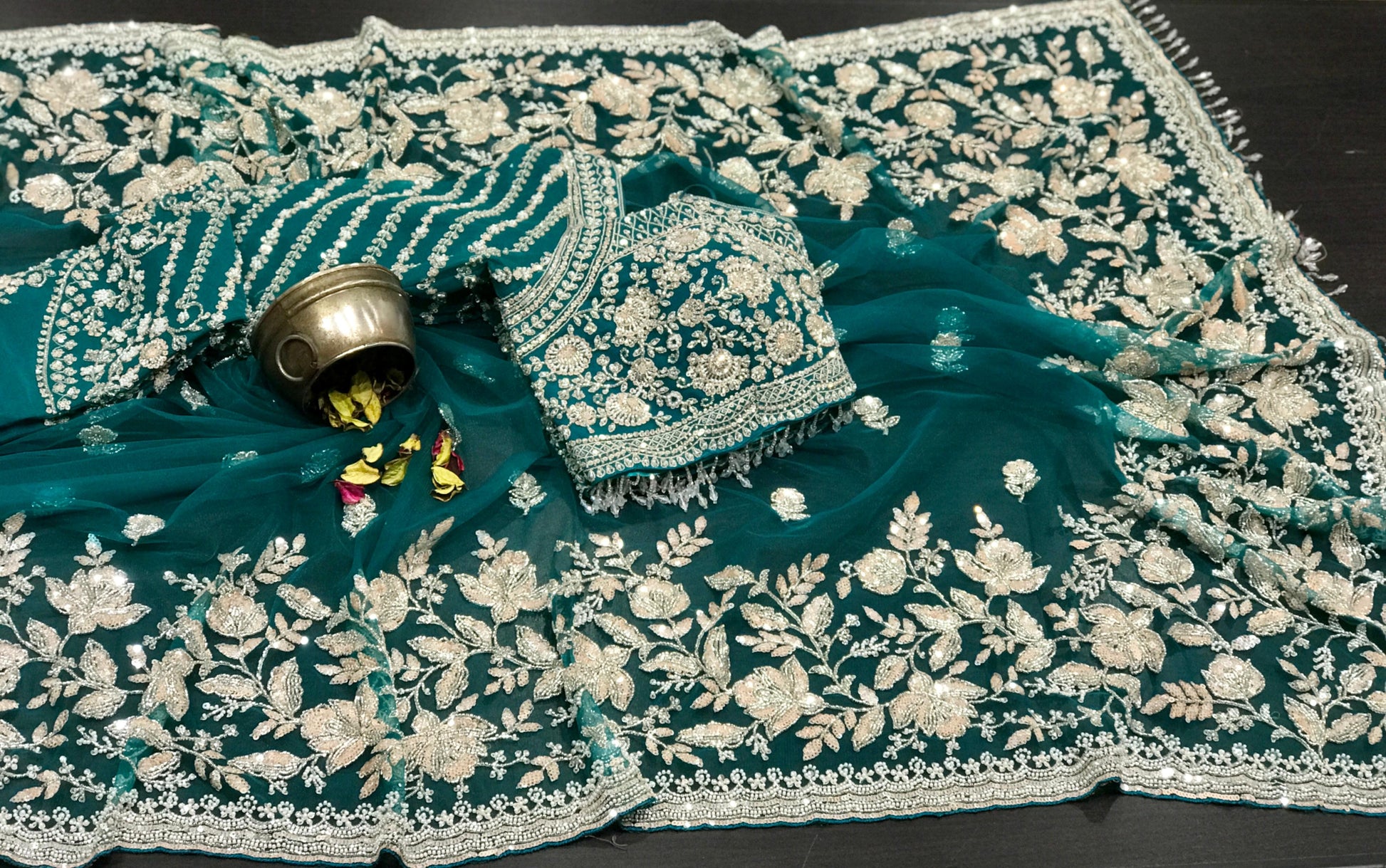 Net designer saree party wear saree’s Indian wedding saree blouse Saffronfashionindia