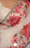 Parsi inspired floral bordered organza saree Indian Partywear sarees