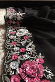 Women Saree Black Sequins Embroidered Saree