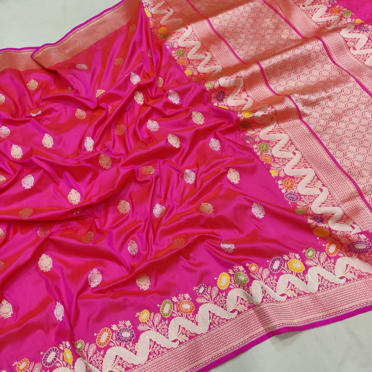 Pink handwoven katan silk saree Indian sarees blouse Zari sari - Saffronfashionindia