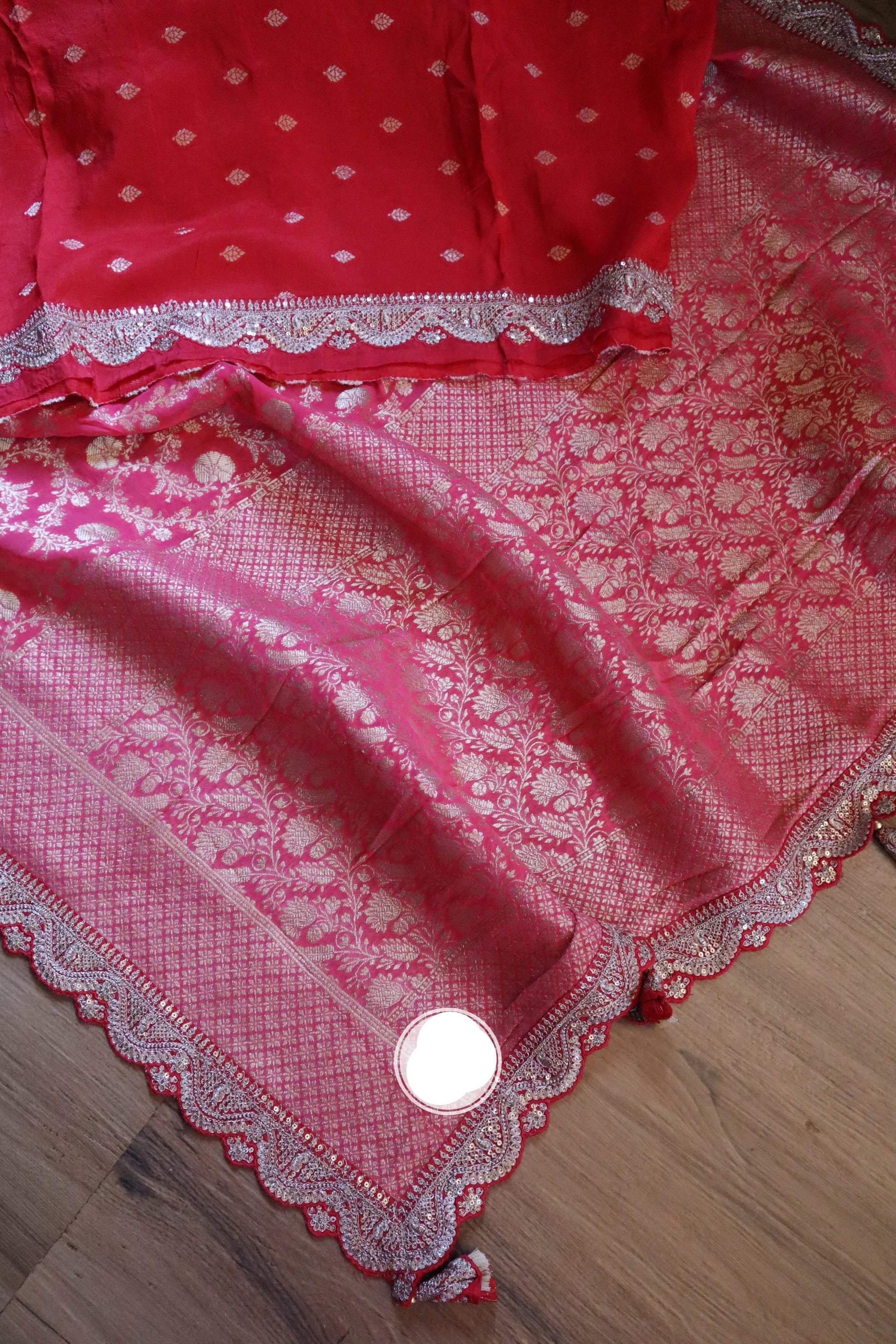 Bridal inspired Khaddi Gorgette women saree - Saffronfashionindia