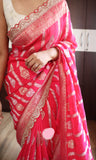 Pink Khaddi Gorgette saree Indian sarees