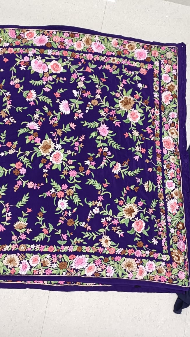 Suzen floral Authentic Parsi gara saree - Saffronfashionindia