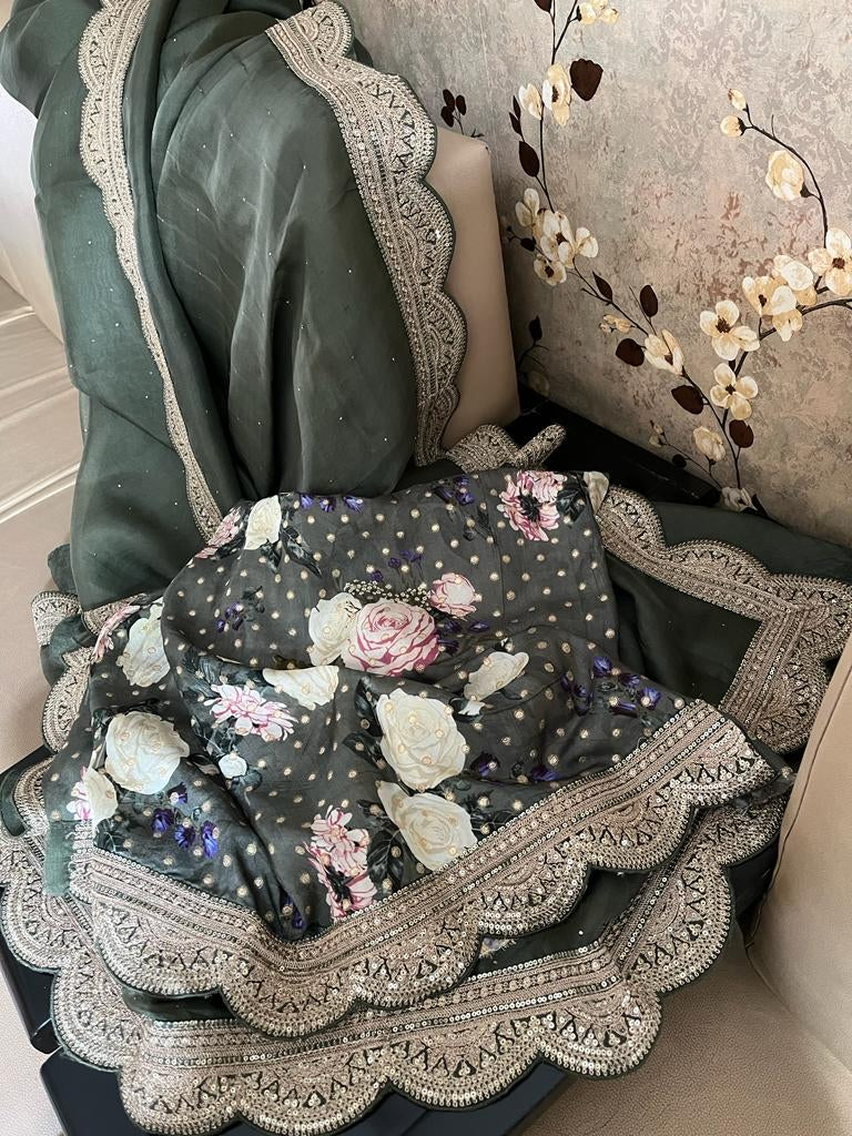 Lubesha organza saree classy sari - Saffronfashionindia