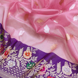 Pink Kora Handwoven Kadwa Zari saree Indian Sarees