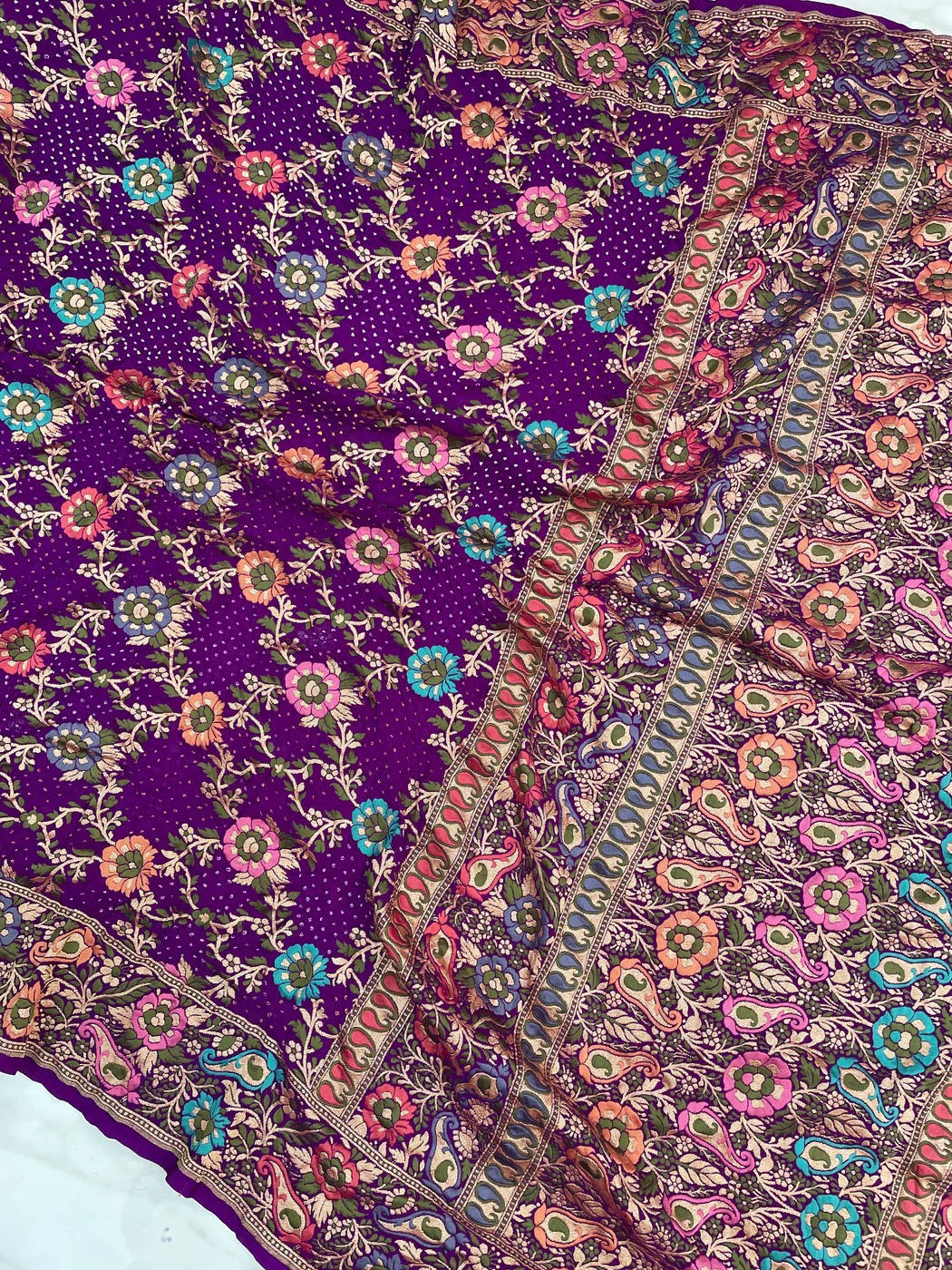 Rubani Gorgette dupatta Banarsi Bandhej dupatta – Saffronfashionindia