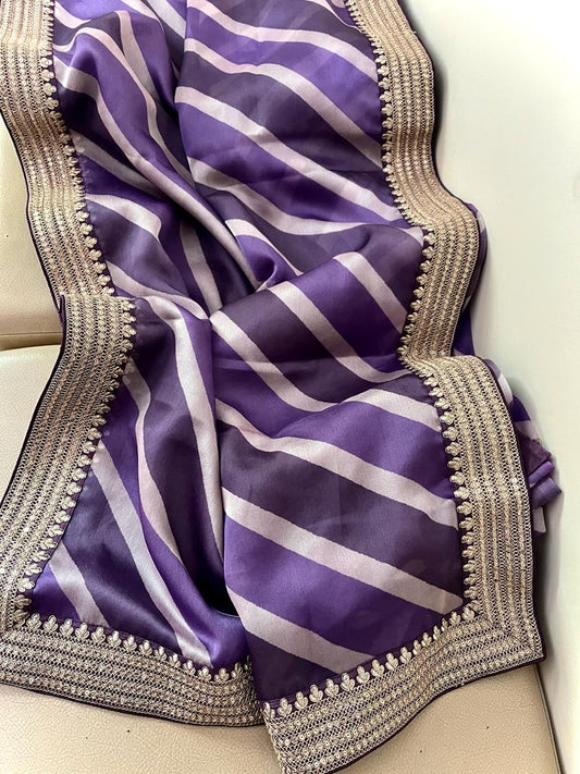 Mehbooba inspired digital organza leharia sarees - Saffronfashionindia