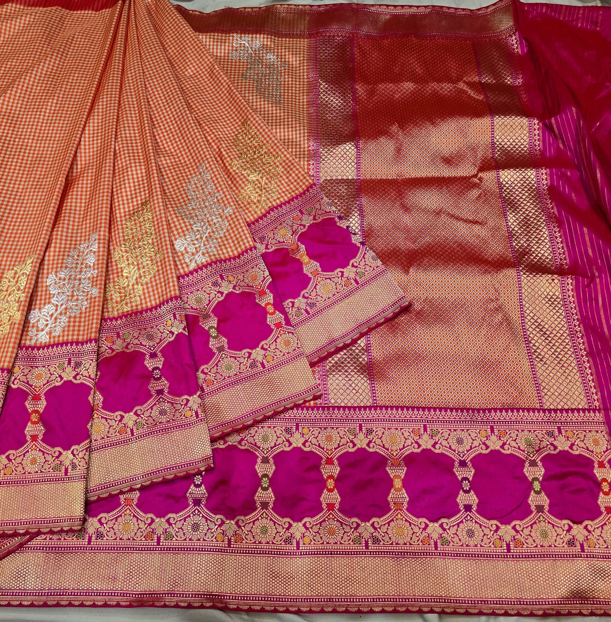 Vahisha Ektara saree Indian traditional sarees katan silk sari Saffronfashionindia