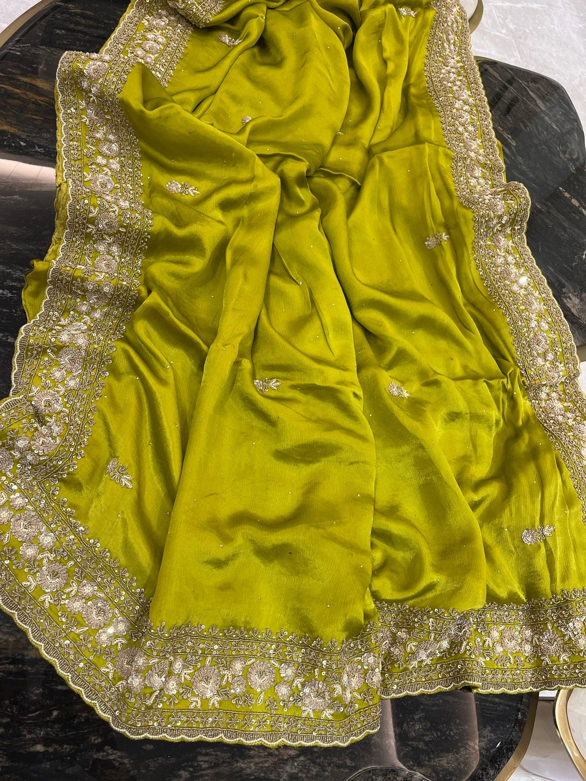 Luxury crepe satin saree Indian saree traditional sarees blouse women saree Saffronfashionindia