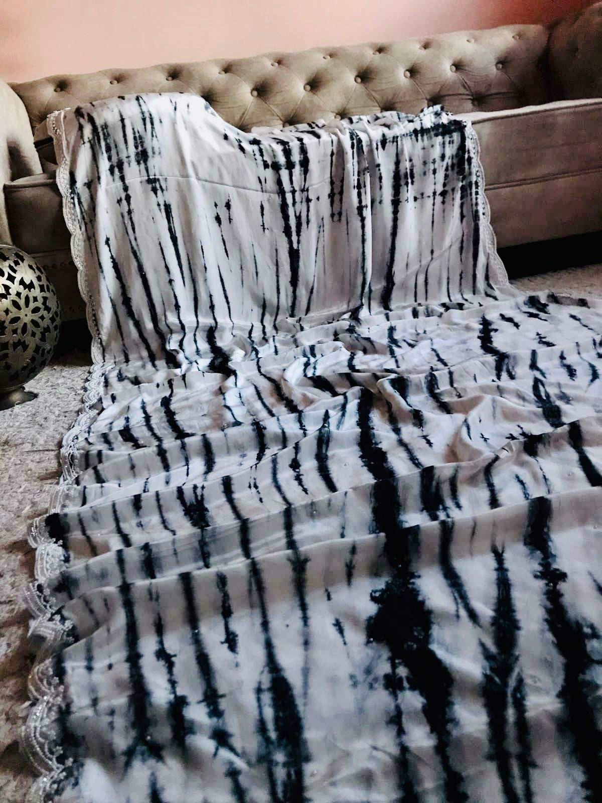 Shibori tie dye premium marble crepe sarees - Saffronfashionindia