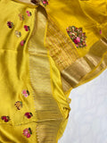 Organza French knot saree Zari border saree Partywear sari