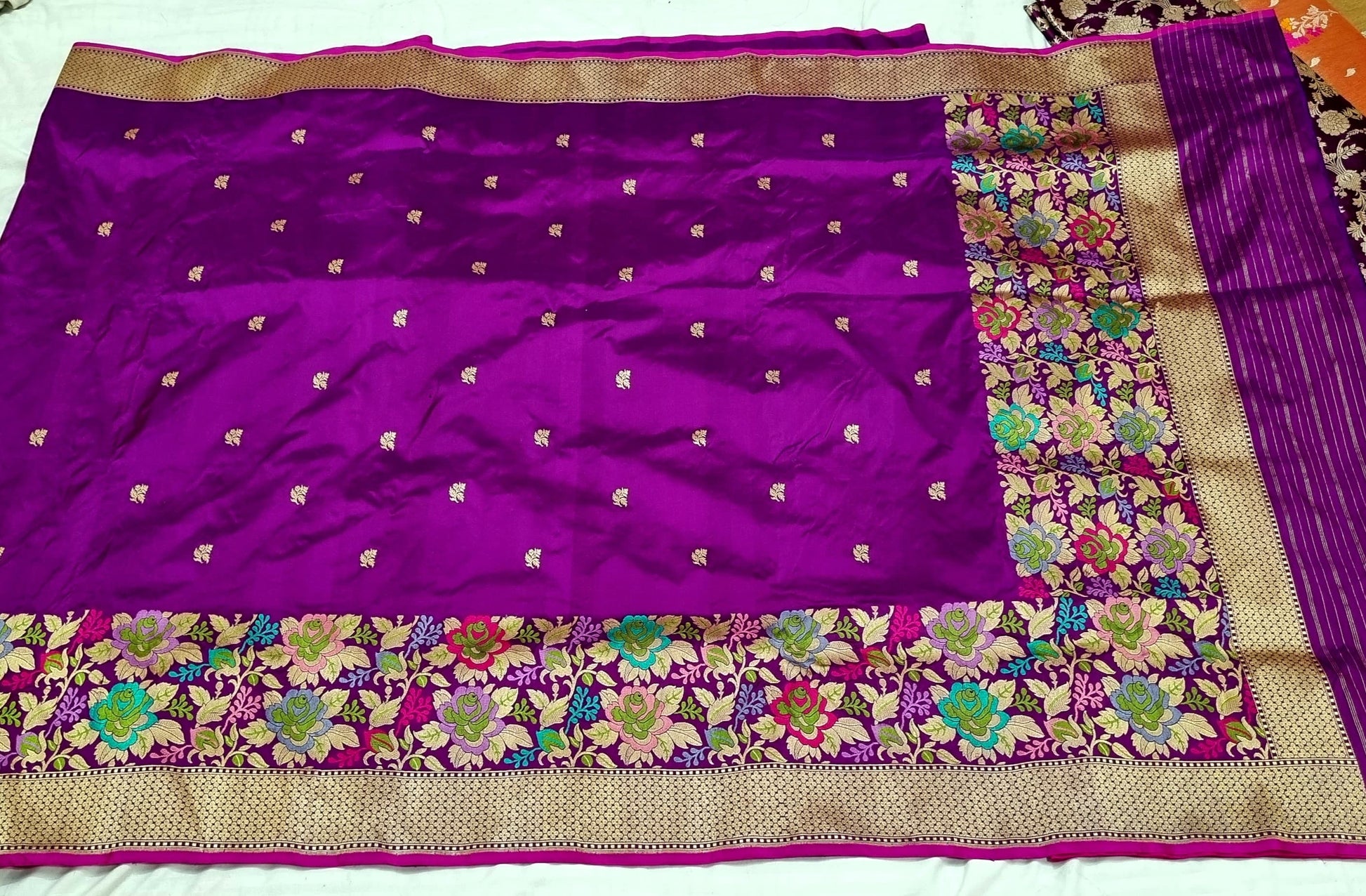 Purple handwoven kadwa exclusive women saree - Saffronfashionindia