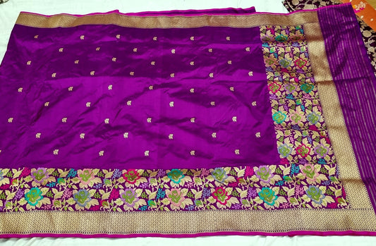 Purple handwoven kadwa exclusive women saree - Saffronfashionindia