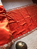 Pearl Orange premium Organza tissue silk sarees
