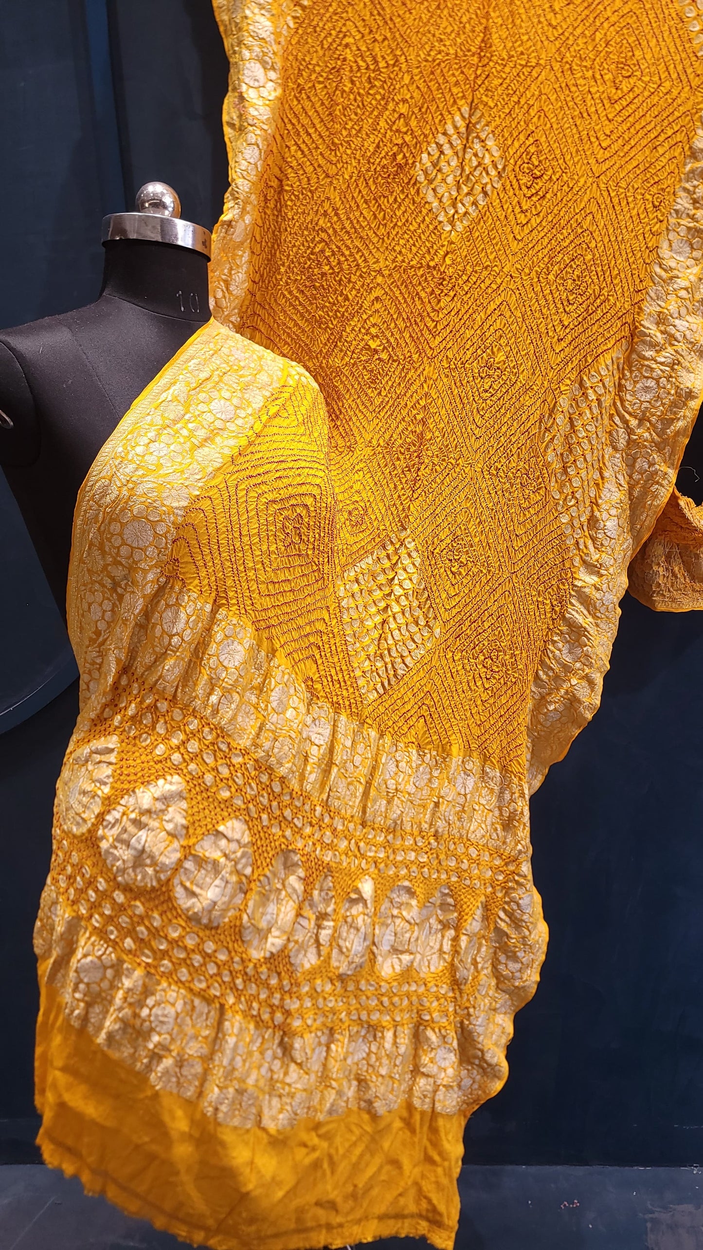 Yellow banarsi zari bandhej saree/saree for women - Saffronfashionindia