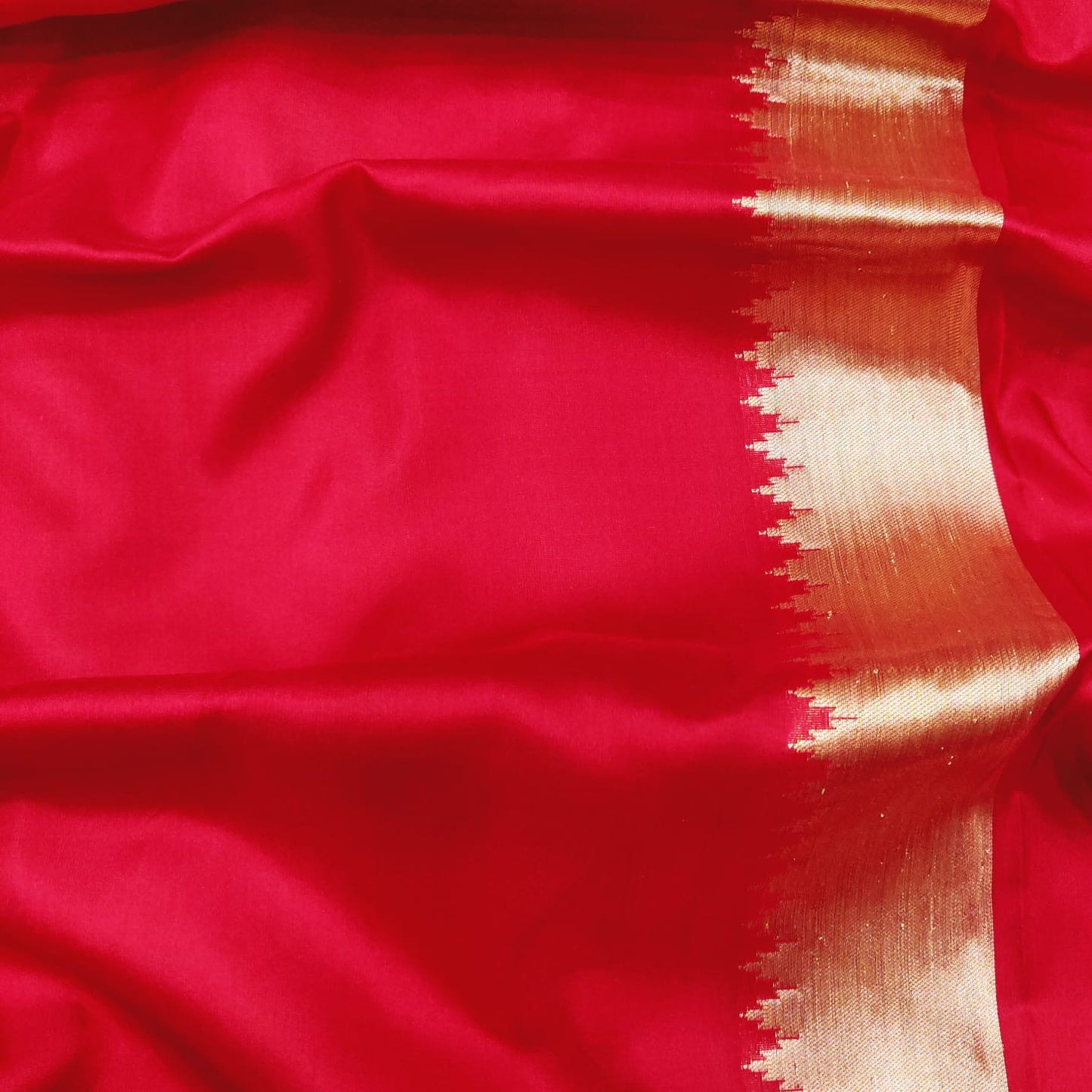 Red Katan handwoven silk saree - Saffronfashionindia