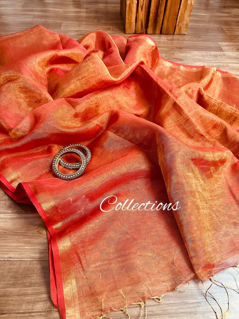 Limiha dual toned Saree Linen Sarees - Saffronfashionindia