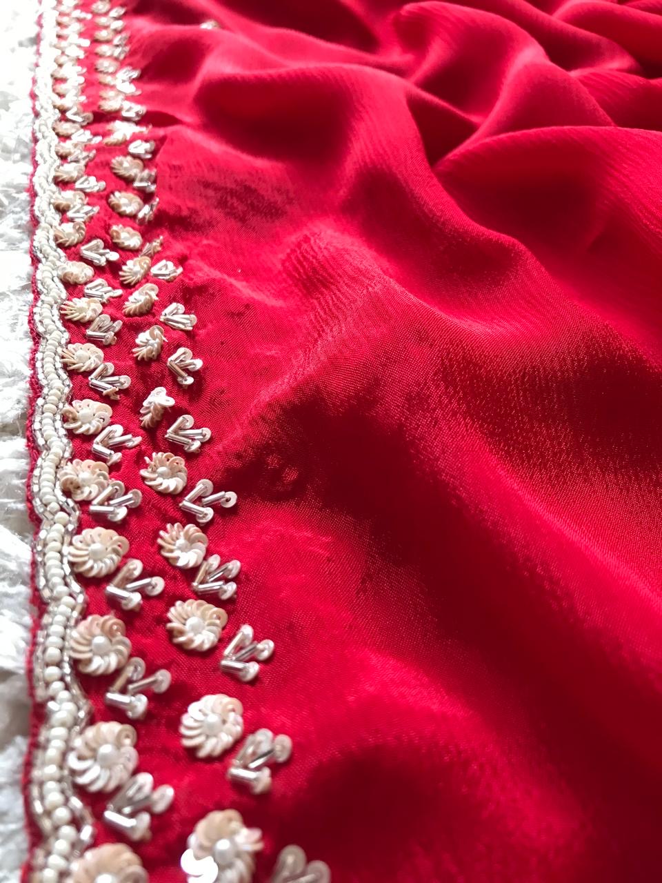 Bridal red saree Indian saree Partywear sarees Saffronfashionindia