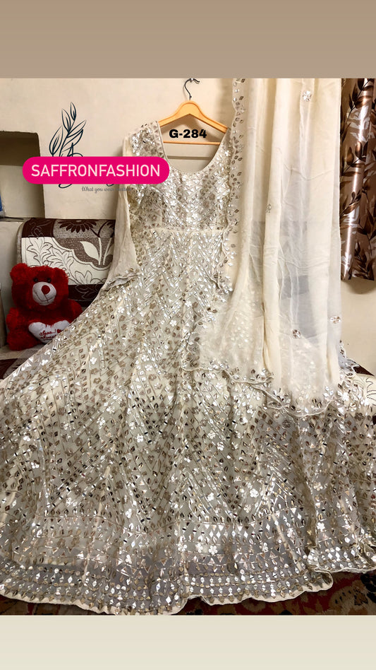 Anarkali gottapatti dress wedding dress bridal dresses - Saffronfashionindia