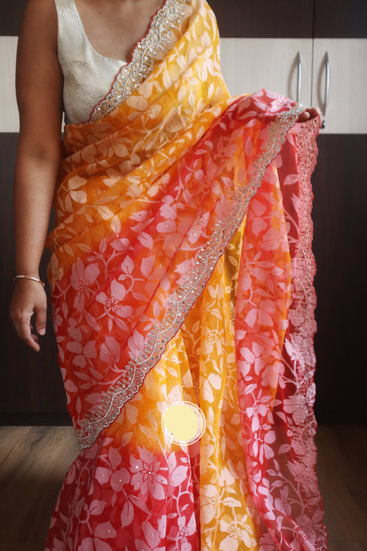 Brazzo organza saree charming saree beautiful sari - Saffronfashionindia